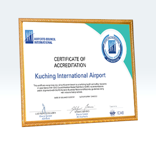 ACI 2021 – Airport Health Accreditation Kuching International Airport by Airports Council International