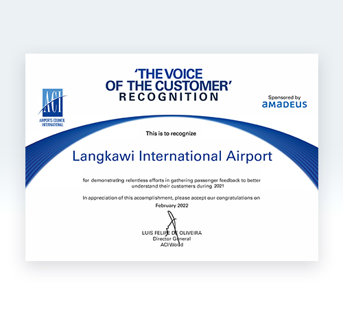 ACI Voice of Customer Recognition Langkawi International Airport   
